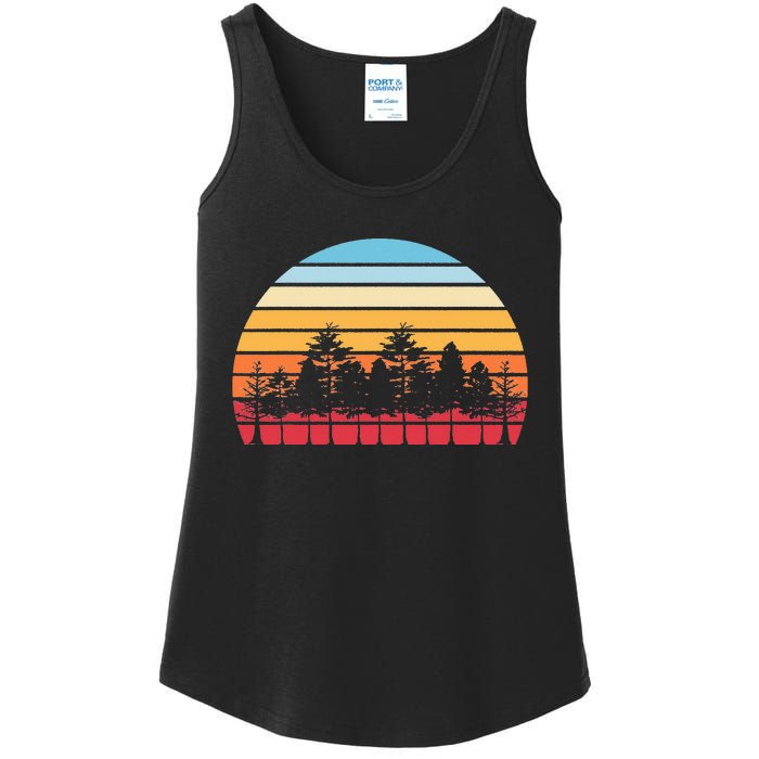 Retro Nature Wildlife Trees Outdoors Wild Forest Ladies Essential Tank