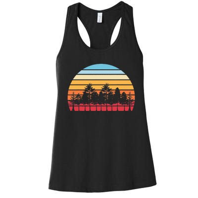 Retro Nature Wildlife Trees Outdoors Wild Forest Women's Racerback Tank