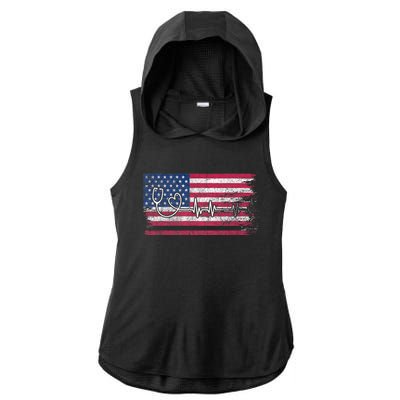 Rn Nurses Week For Er Nurse American Flag Nurse Ladies PosiCharge Tri-Blend Wicking Draft Hoodie Tank