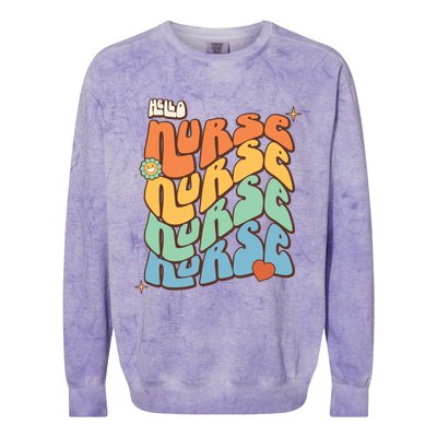 Retro Nurse Wavy Words Nursing School Colorblast Crewneck Sweatshirt