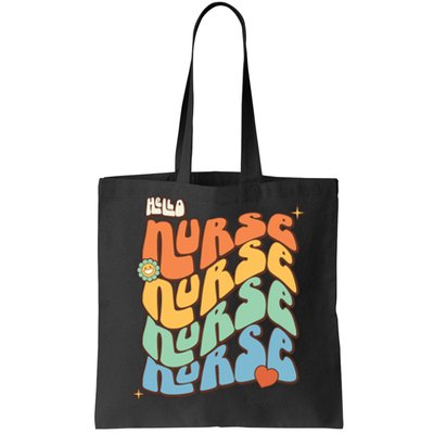 Retro Nurse Wavy Words Nursing School Tote Bag