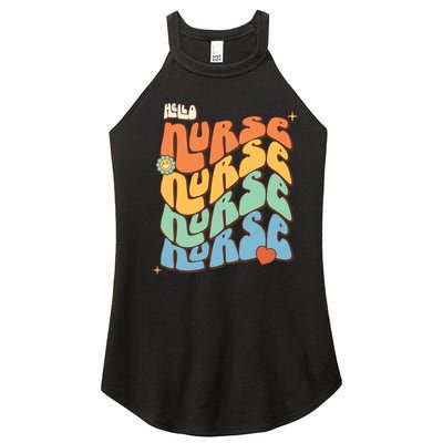 Retro Nurse Wavy Words Nursing School Women’s Perfect Tri Rocker Tank