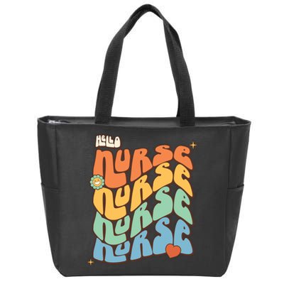 Retro Nurse Wavy Words Nursing School Zip Tote Bag