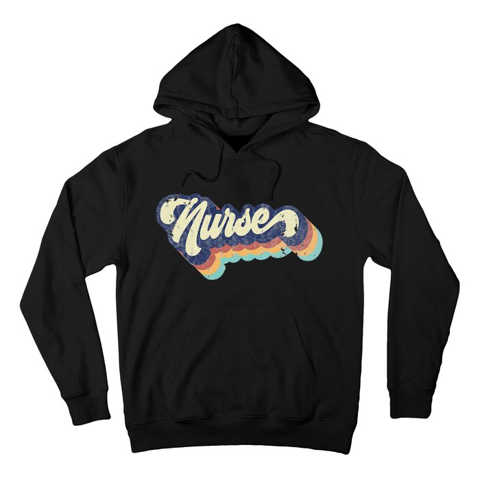 Retro Nurse Woman Wears a Nursing Tee on Nurse's Day Hoodie