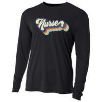 Retro Nurse Woman Wears a Nursing Tee on Nurse's Day Cooling Performance Long Sleeve Crew