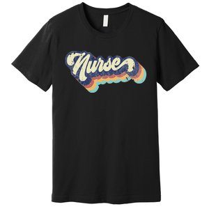 Retro Nurse Woman Wears a Nursing Tee on Nurse's Day Premium T-Shirt