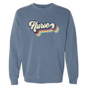 Retro Nurse Woman Wears a Nursing Tee on Nurse's Day Garment-Dyed Sweatshirt