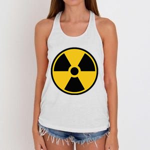 Radioactive Nuclear Warning Symbol Radiation Sign Energy Women's Knotted Racerback Tank