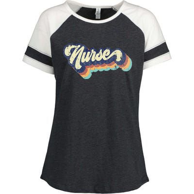 Retro Nurse Woman Wears A Nursing On NurseS Day Enza Ladies Jersey Colorblock Tee