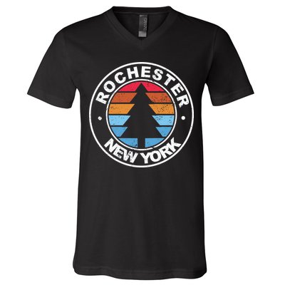 Rochester New York Ny Vintage Graphic Retro 70s Great Gift V-Neck T-Shirt
