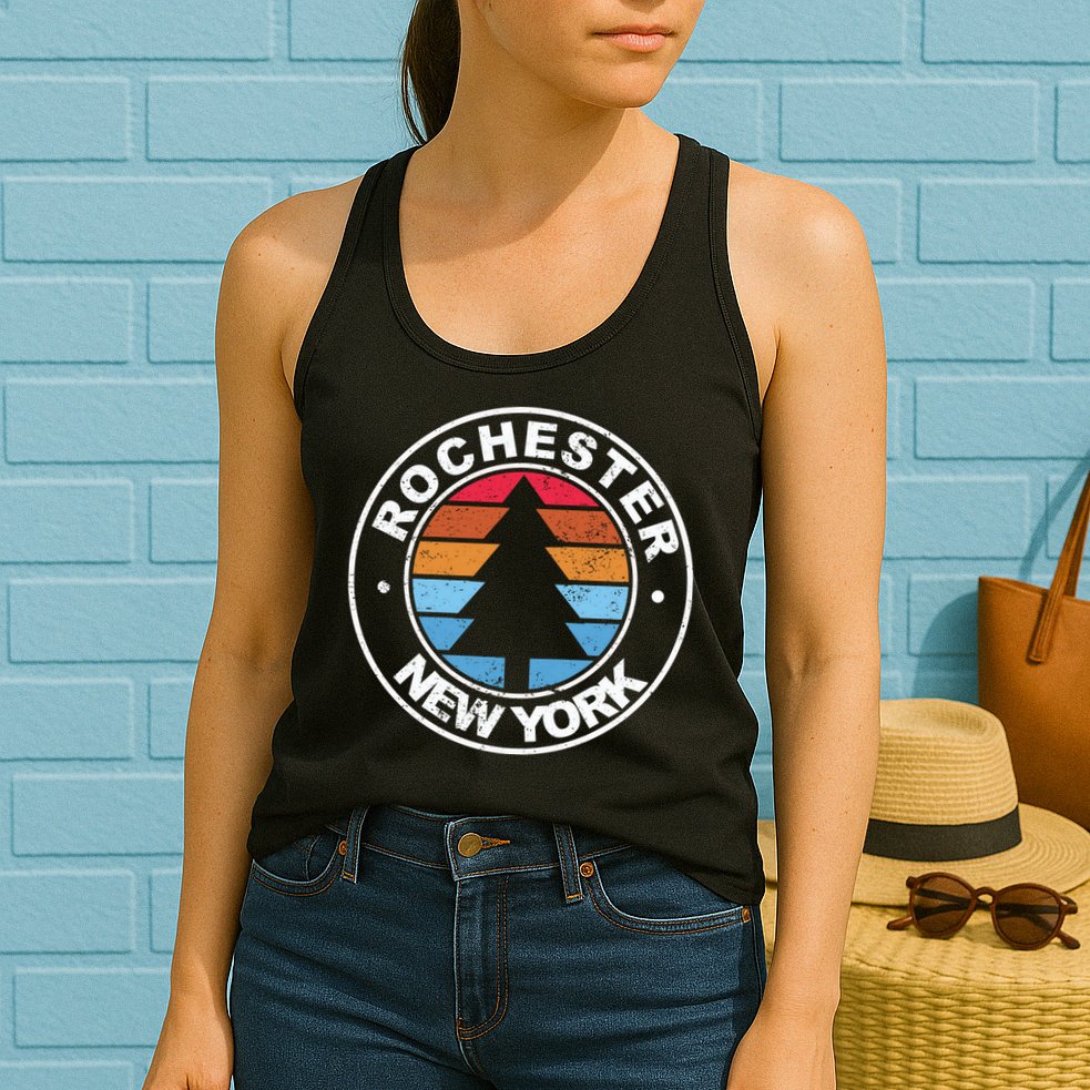 Rochester New York Ny Vintage Graphic Retro 70s Great Gift Womens Tank Top