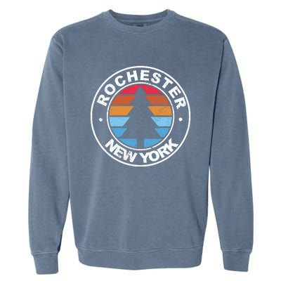 Rochester New York Ny Vintage Graphic Retro 70s Great Gift Garment-Dyed Sweatshirt