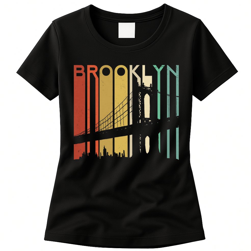 Retro New York Brooklyn Bridge Vintage City Skyline Nyc Ny Womens T-Shirt