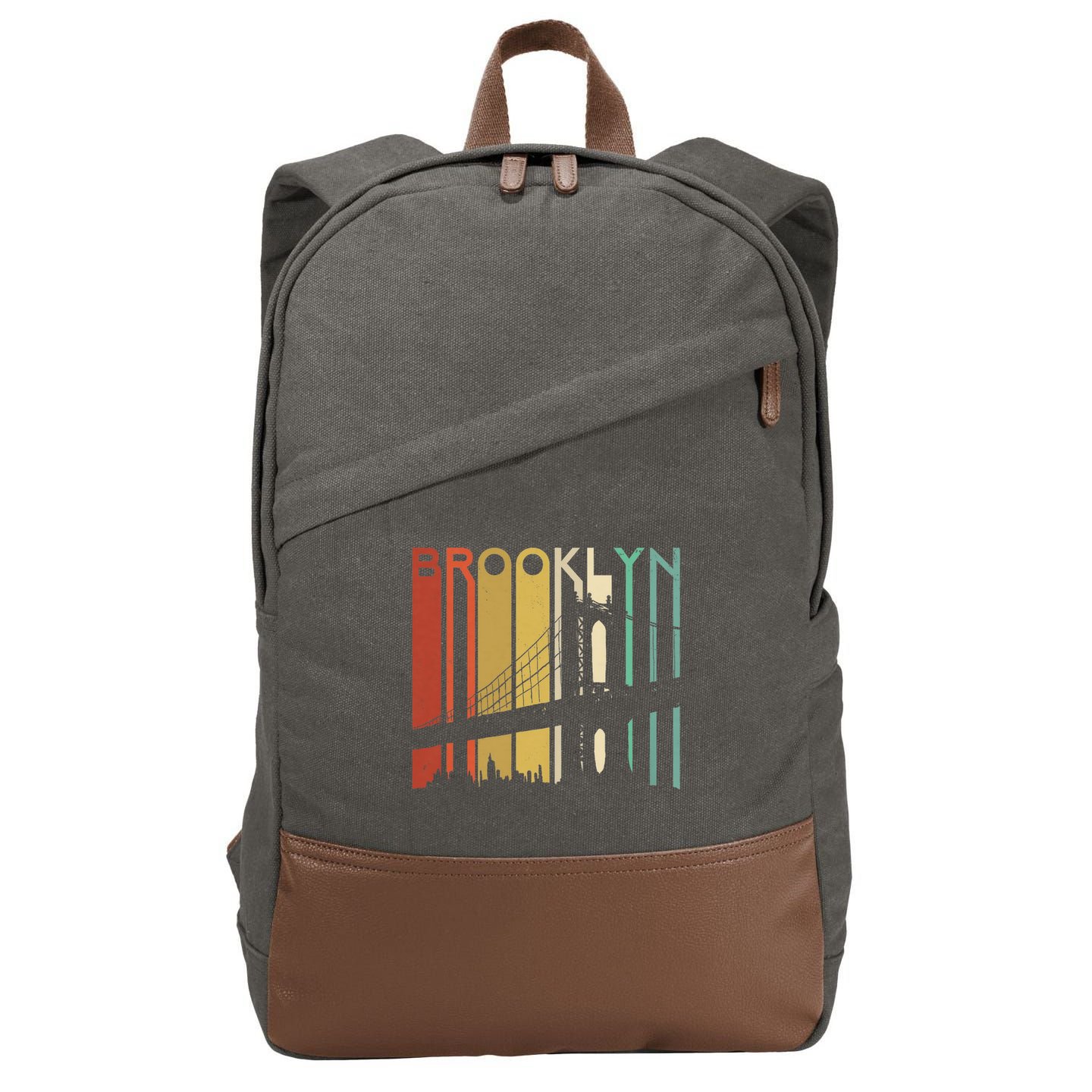 Retro New York Brooklyn Bridge Vintage City Skyline Nyc Ny Cotton Canvas Backpack