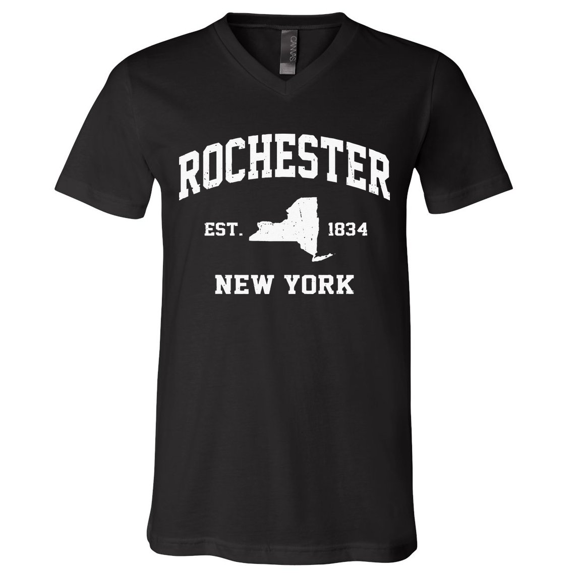 Rochester New York NY Vintage State Athletic Style V-Neck T-Shirt