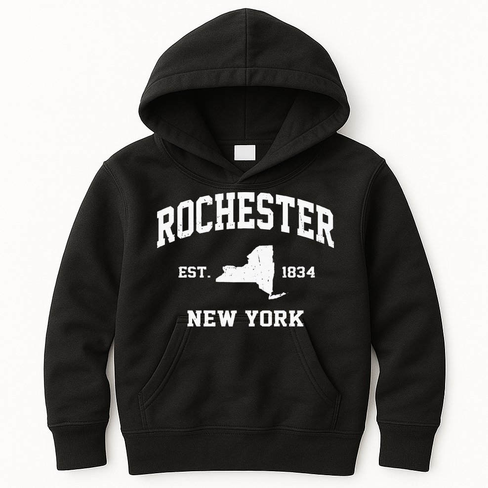 Rochester New York NY Vintage State Athletic Style Kids Hoodie