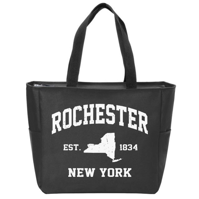 Rochester New York NY Vintage State Athletic Style Zip Tote Bag
