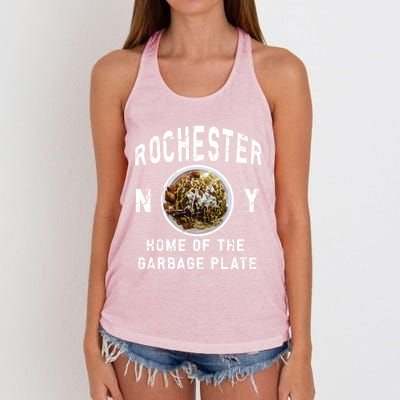 Rochester New York Garbage Plate Gift Rochester Gifcool Gift Funny Gift Women's Knotted Racerback Tank