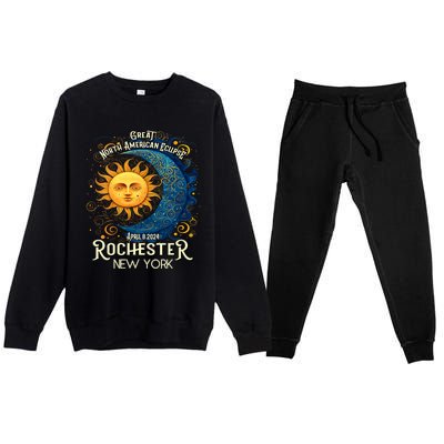 Rochester New York 2024 Total Solar Eclipse April 8 Souvenir Premium Crewneck Sweatsuit Set