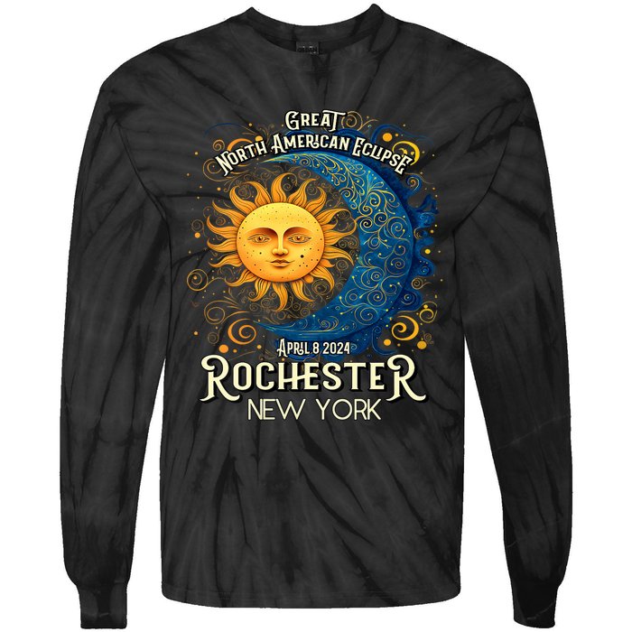 Rochester New York 2024 Total Solar Eclipse April 8 Souvenir Tie-Dye Long Sleeve Shirt