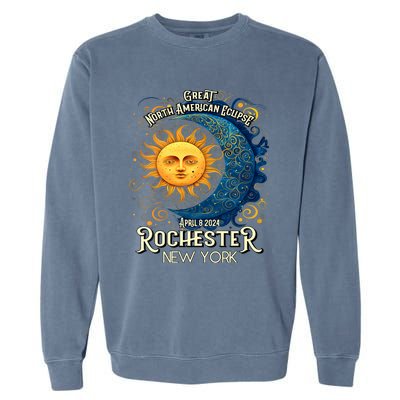 Rochester New York 2024 Total Solar Eclipse April 8 Souvenir Garment-Dyed Sweatshirt