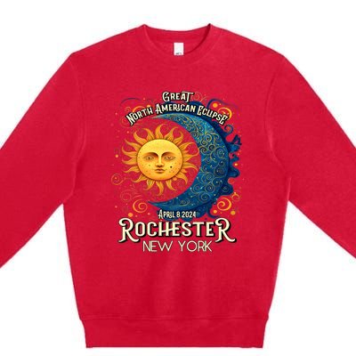 Rochester New York 2024 Total Solar Eclipse April 8 Souvenir Premium Crewneck Sweatshirt