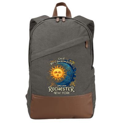 Rochester New York 2024 Total Solar Eclipse April 8 Souvenir Cotton Canvas Backpack