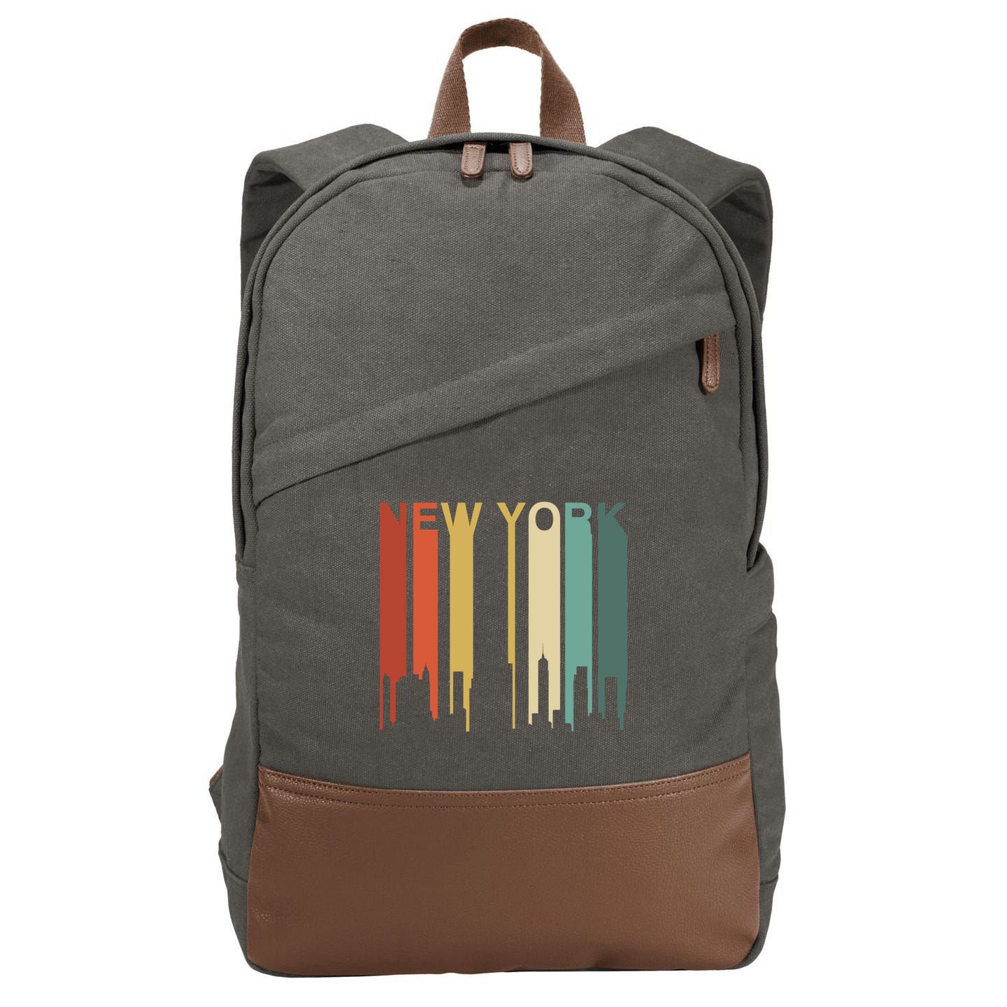 Retro New York Vintage City Urban Skyline Nyc Ny Architect Great Gift Cotton Canvas Backpack