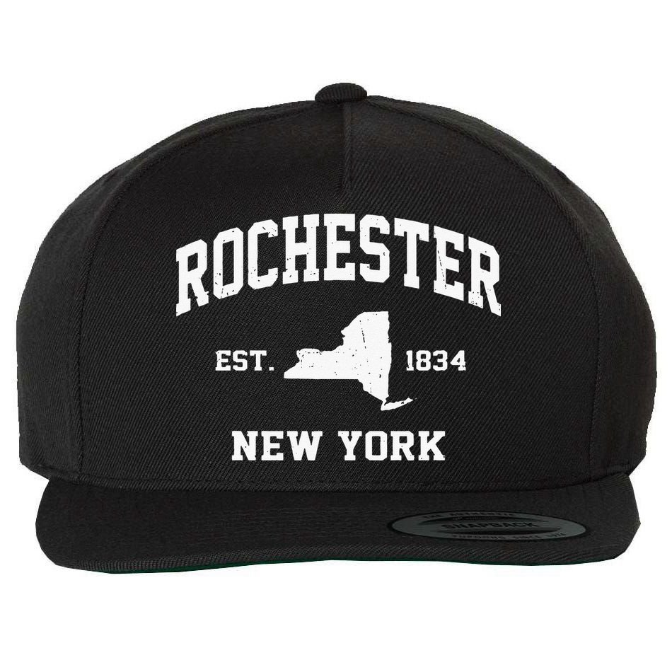 Rochester New York NY Vintage State Athletic Style Wool Snapback Cap