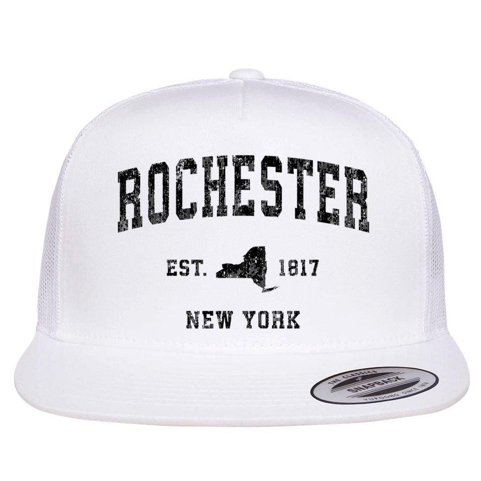 Rochester New York Ny Vintage Established Athletic Sports Design Flat Bill Trucker Hat
