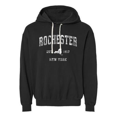 Rochester New York Ny Vintage Garment-Dyed Fleece Hoodie