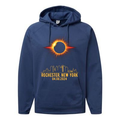 Rochester New York Total Solar Eclipse 04.08.2024 Performance Fleece Hoodie