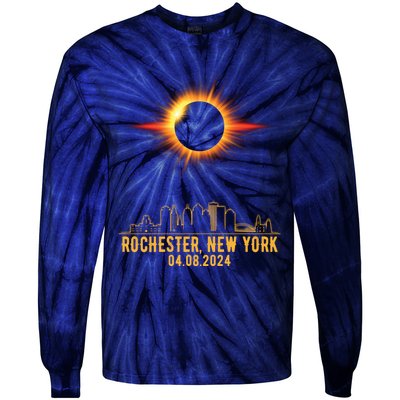 Rochester New York Total Solar Eclipse 04.08.2024 Tie-Dye Long Sleeve Shirt