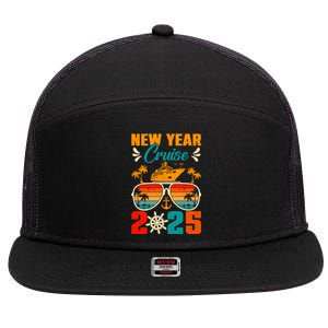 Retro New Years Cruise 2025 Cruise Squad New Years Eve Party Great Gift 7 Panel Mesh Trucker Snapback Hat