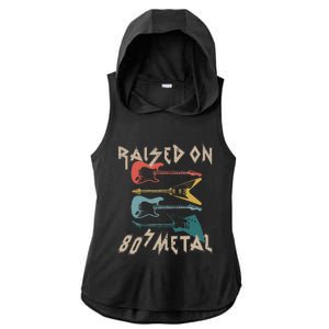 Raised On 80s Metal 80s Rock Hair Bands Metal Music Fans Ladies PosiCharge Tri-Blend Wicking Draft Hoodie Tank