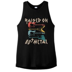 Raised On 80s Metal 80s Rock Hair Bands Metal Music Fans Ladies PosiCharge Tri-Blend Wicking Tank