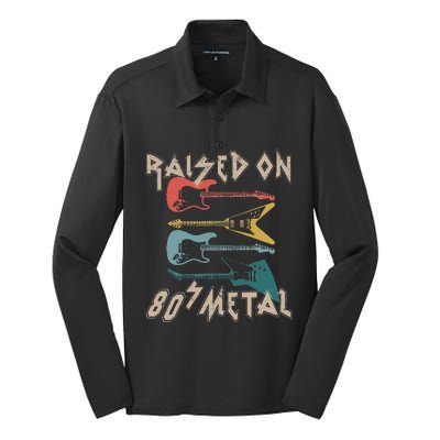 Raised On 80s Metal 80s Rock Hair Bands Metal Music Fans Silk Touch Performance Long Sleeve Polo