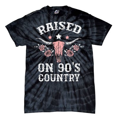 Raised On 90S Country Southern Western Cowgirl Tie-Dye T-Shirt