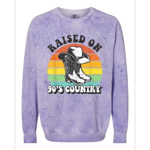 Raised On 90's Country Music Funny Colorblast Crewneck Sweatshirt