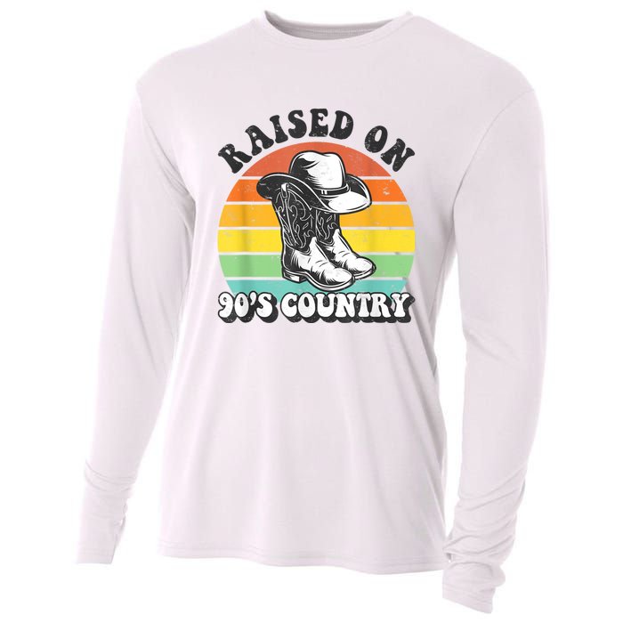 Raised On 90's Country Music Funny Cooling Performance Long Sleeve Crew