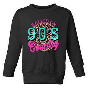 Raised on 90's Country Retro Music Leopard Cow Funny Toddler Sweatshirt