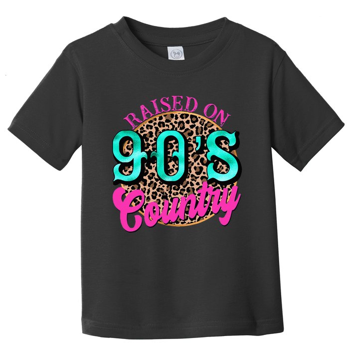 Raised on 90's Country Retro Music Leopard Cow Funny Toddler T-Shirt