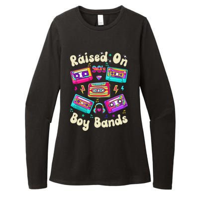 Raised On 90s Boy Bands Cassette Tape Retro Womens CVC Long Sleeve Shirt