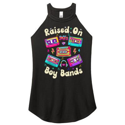 Raised On 90s Boy Bands Cassette Tape Retro Women’s Perfect Tri Rocker Tank