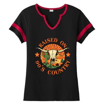 Raised On 90s Country Ladies Halftime Notch Neck Tee