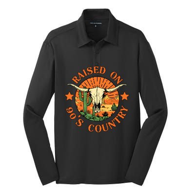 Raised On 90s Country Silk Touch Performance Long Sleeve Polo