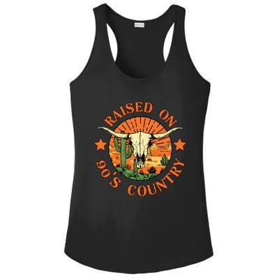 Raised On 90s Country Ladies PosiCharge Competitor Racerback Tank