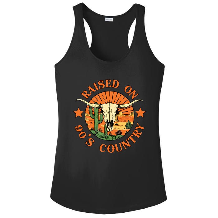 Raised On 90s Country Ladies PosiCharge Competitor Racerback Tank