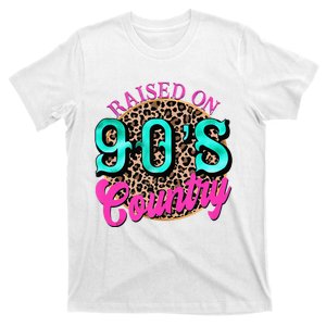 Raised On 90s Country Retro Music Leopard Cow Girl Funny T-Shirt