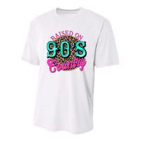 Raised On 90s Country Retro Music Leopard Cow Girl Funny Youth Performance Sprint T-Shirt